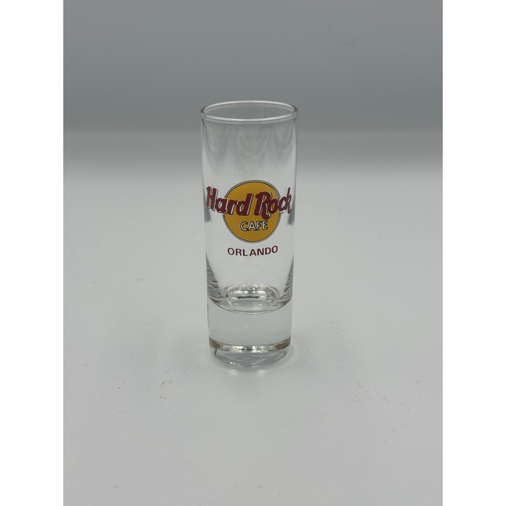 Hard Rock Cafe Orlando Shot Glass Tall Shooter Souvenir Clear Logo Barware 14